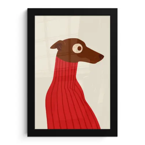 Silhouet - Hond - Trui - Rood fotolijst zwart zonder passe partout klein -3d