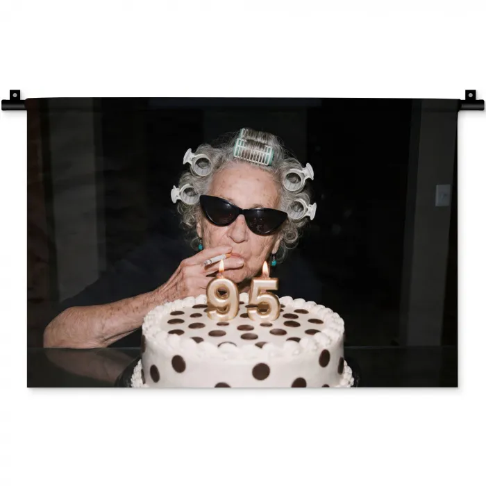Verjaardag - Krulspeld - Oma Wandkleed katoen klein -zz3d