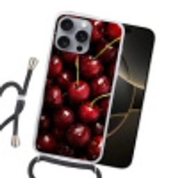 Rood - Fruit - Kersen Hoesje iPhone 16 Pro Max met koord klein -sfeer1