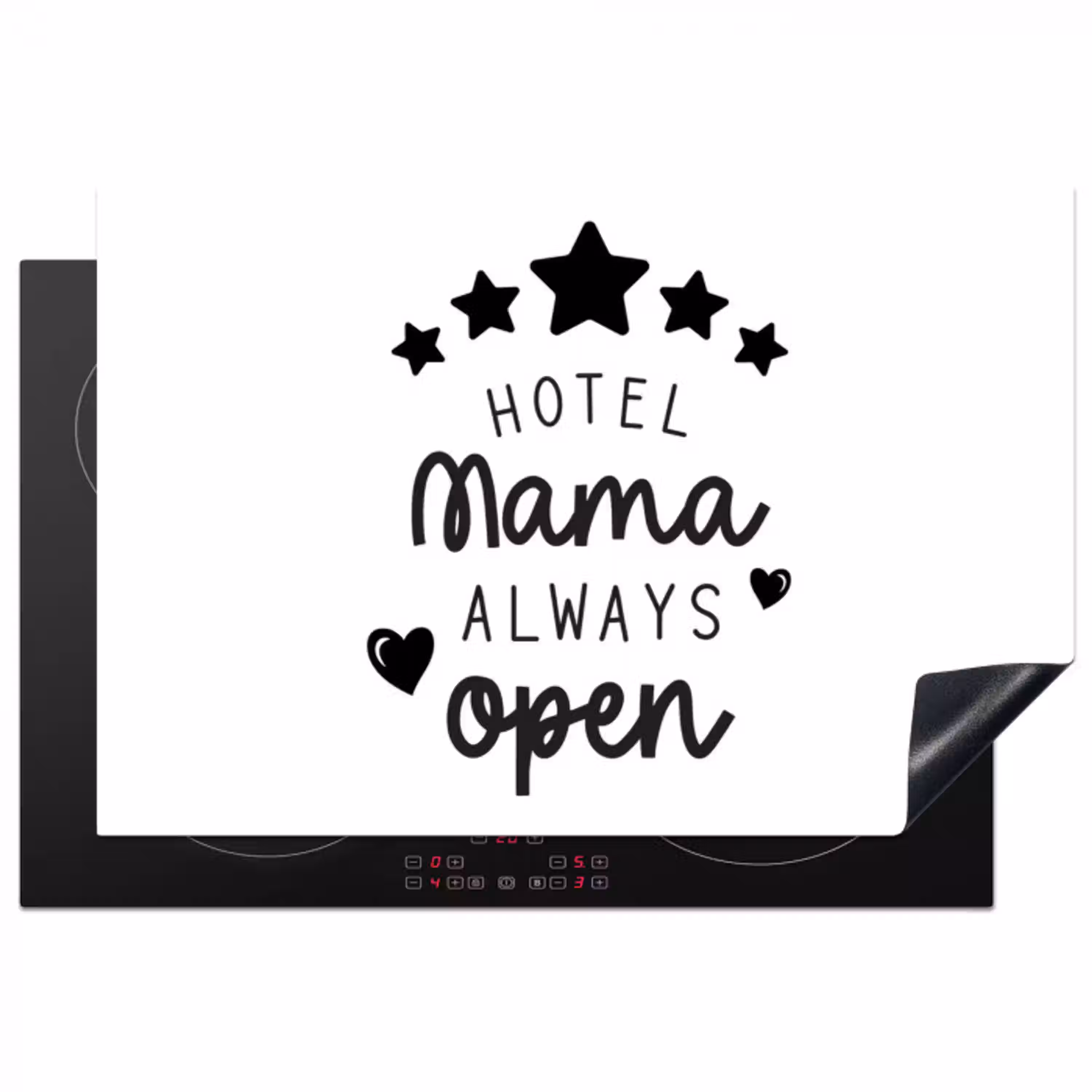 Spreuken - Hotel mama always open - Mama - Quotes Inductie beschermer vinyl 3mm klein -3d