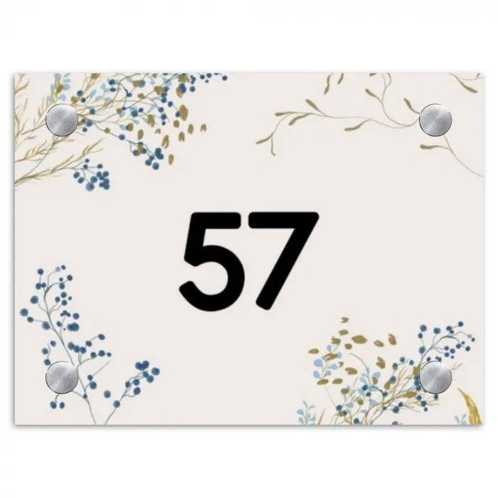 Bloemen - Beige - Traditioneel Naambord Rechthoek middel -3d