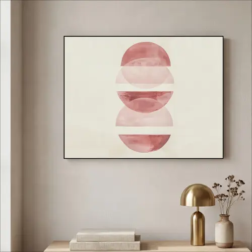 Minimalistisch - Cirkels - Roze Textielframe zwart klein -sfeer2