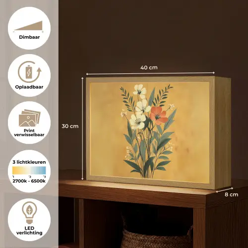 Bladeren - Boeket - Bloemen - Geel Light Box met batterij (Wandlamp) middel -USP_websiteoverzichtNL