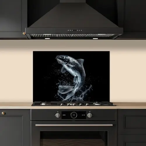 Vis - Koi - Zwart - Water keuken achterwand spatscherm klein -sfeer1
