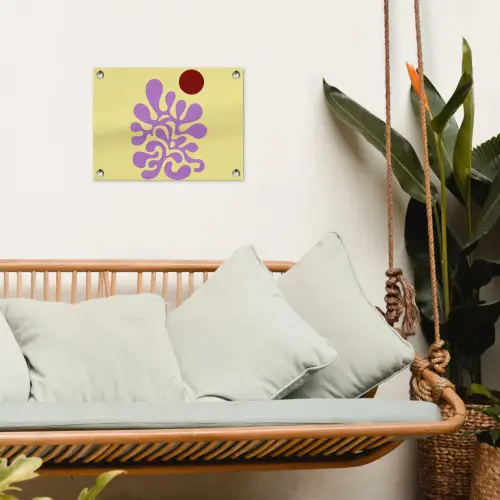 Koraal - Cirkel - Abstract - Geel tuinposter los doek klein -sfeer7