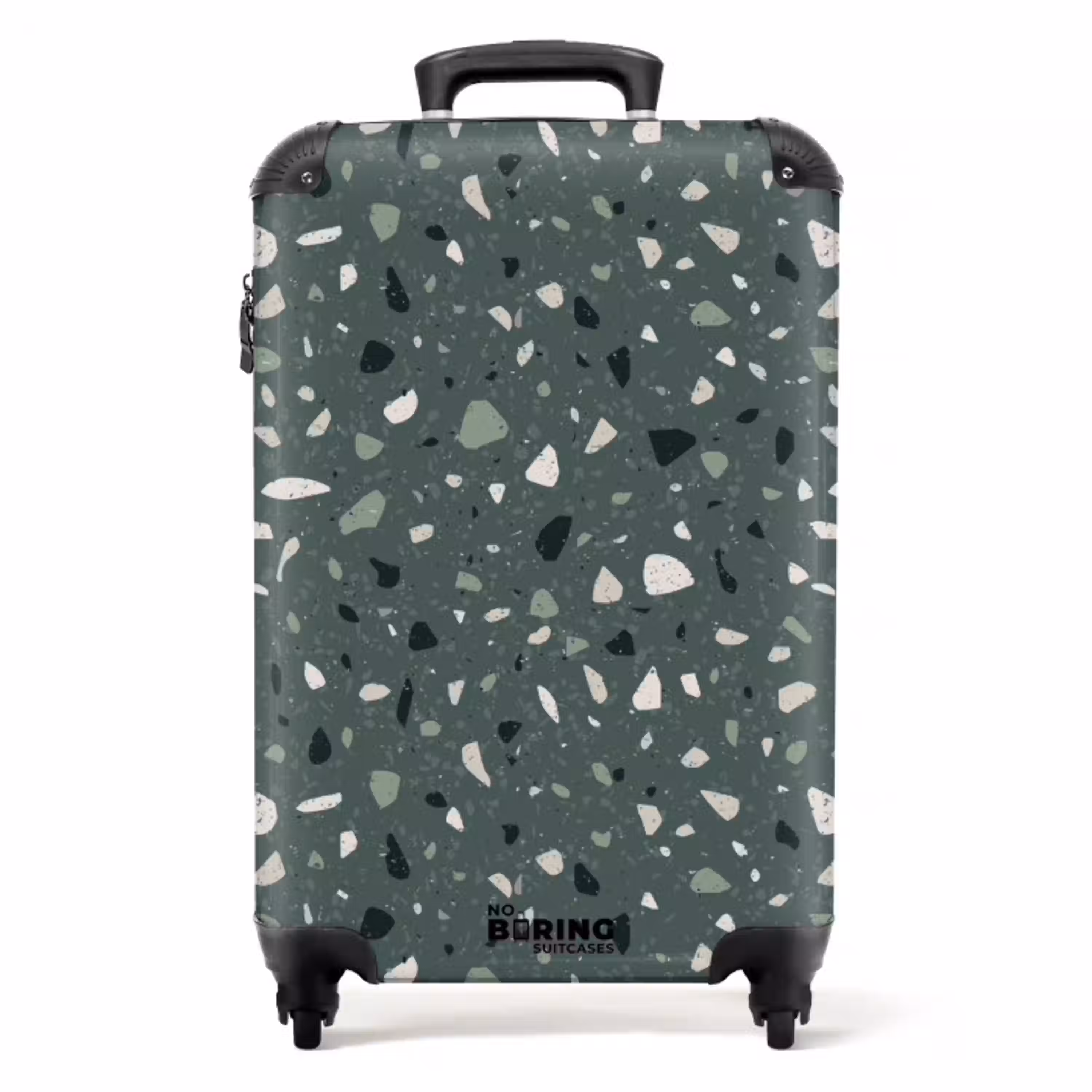 Terrazzo patroon veelkleurig groen NBS - Handbagage koffer - Volwassenen Unisex middel -productfoto_recht