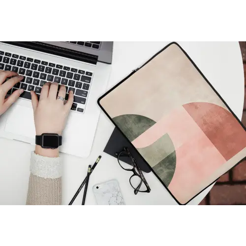 Cirkel - Abstract - Roze laptophoes neopreen klein -bureau
