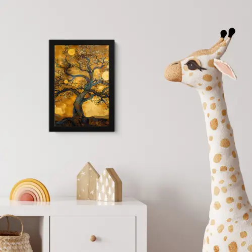 Boom - Levensboom - Abstract - Goud fotolijst zwart zonder passe partout klein -usfeer4_kinderkamer