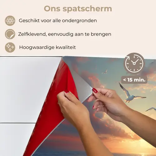 Meeuwen - Zonsondergang - Zee - Wolken keuken achterwand spatscherm klein -spatscherm_NL
