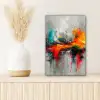 Moderne kunst - Oranje - Grijs - Abstract canvas 2cm klein -sfeer5