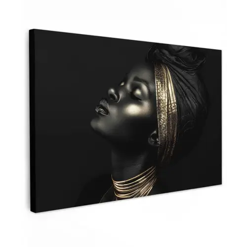 Vrouw - Zwart - Goud - Sieraden canvas 2cm klein -z3d