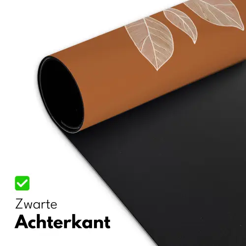 Sinaasappel - Getekend - Bladeren - Bruin Muismat XXL klein -sfeer2