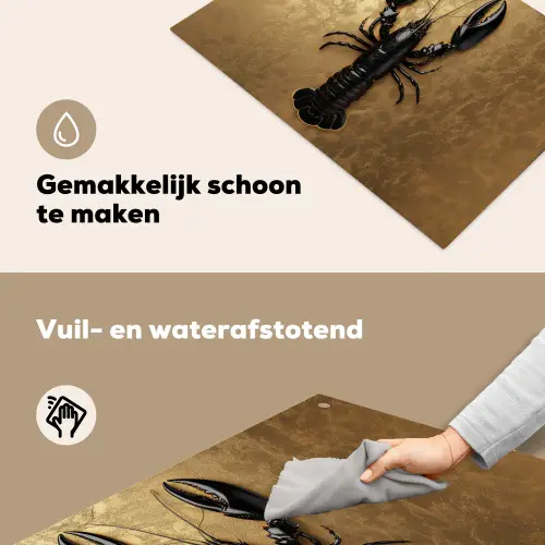 Kreeft - Zwart - Goud - Luxe Inductie beschemer met haakjes klein -ky-schoon-nl