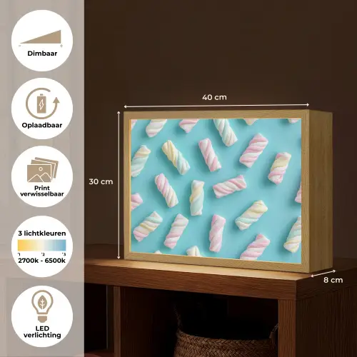 Spekjes - Pastel - Snoep - Blauw Light Box met batterij (Wandlamp) middel -USP_websiteoverzichtNL