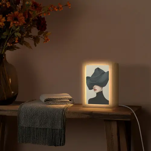 Vrouw - Groen - Hoed Light Box met kabel (Tafellamp) klein -sfeer4