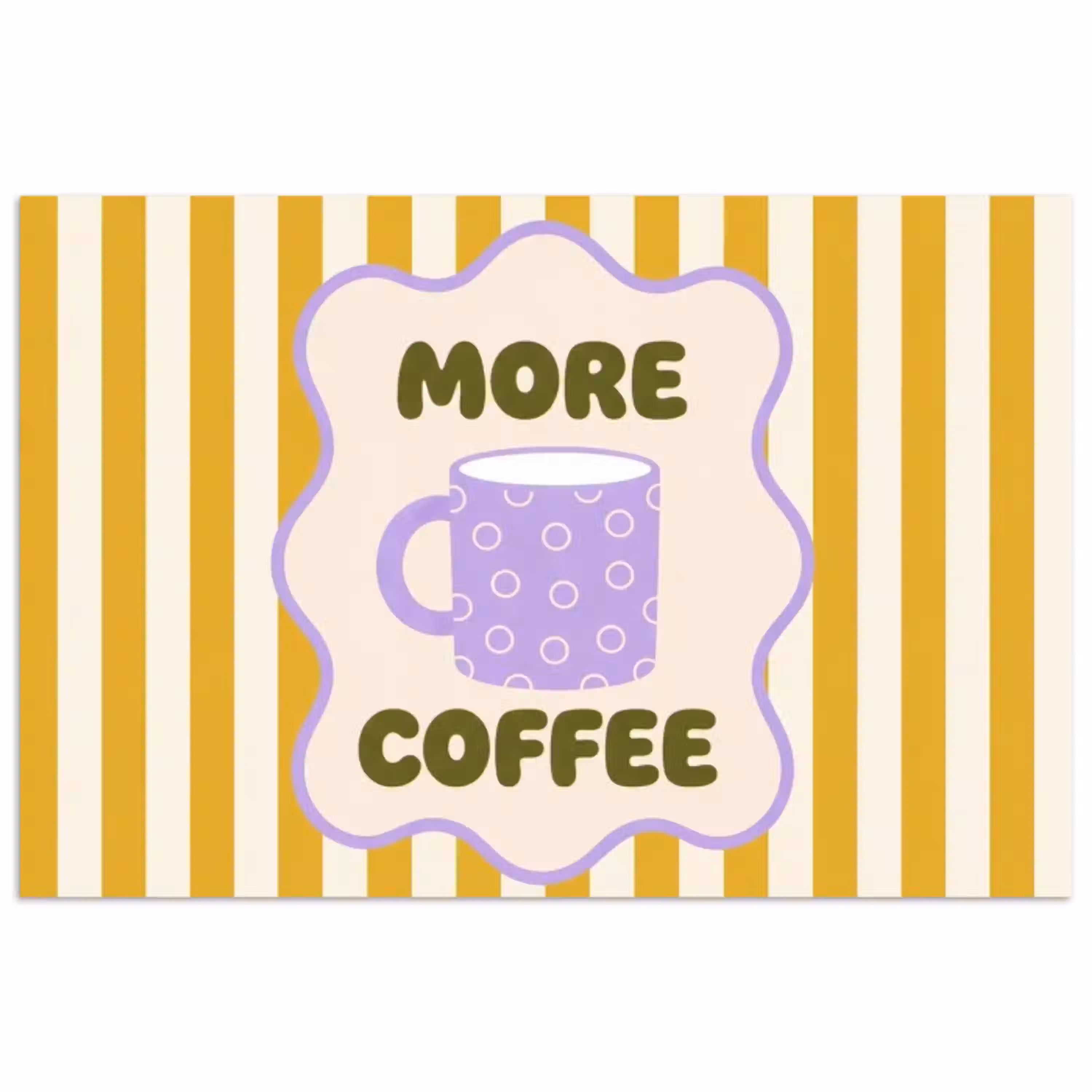More coffee - Geel - Paars - Strepen - Mok poster papier klein -3d