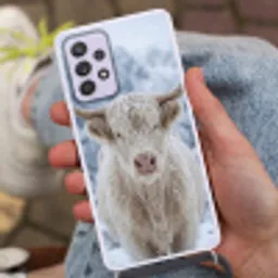 Schotse Hooglander - Sneeuw - Bergen - Winter Hoesje Samsung Galaxy A52 5G met koord klein -sfeer3