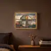 Kunst - Bruin - Abstract - Hout motief Light Box met batterij (Wandlamp) middel -sfeer4