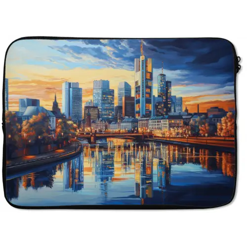 Zonsondergang Frankfurt - Stad - Skyline - Water laptophoes neopreen klein -zkaufland3dotto