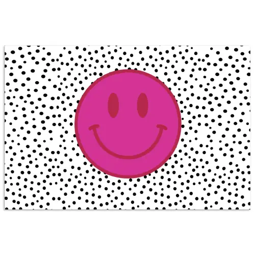 Smiley - Roze - Stippen poster papier klein -3d