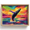 Zonsondergang - Walvis - Geschilderd - Kleurrijk Dienblad Rechthoek middel -z3d_shopping