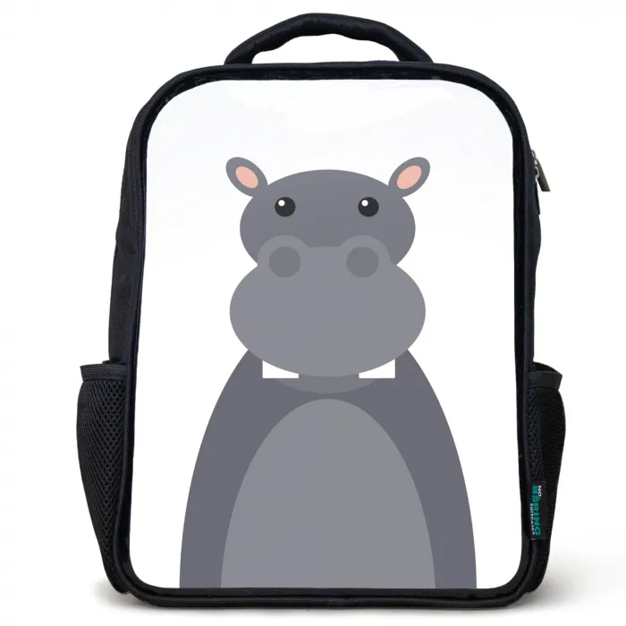 Dierenportret - Nijlpaard - grijs Rugzak - Zwart middel -3d