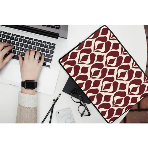 Rood - Druppelpatroon - Grafisch laptophoes neopreen klein 279 -bureau