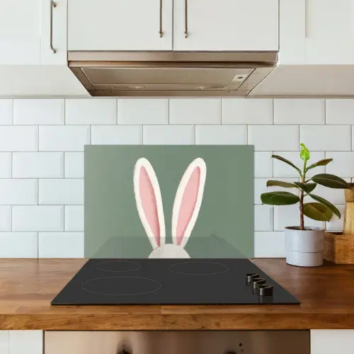 Hazen - Oren - Roze keuken achterwand spatscherm klein -sfeer2