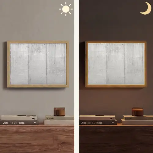 Grijs - Betonlook - Industrieel Light Box met batterij (Wandlamp) middel -sfeer3