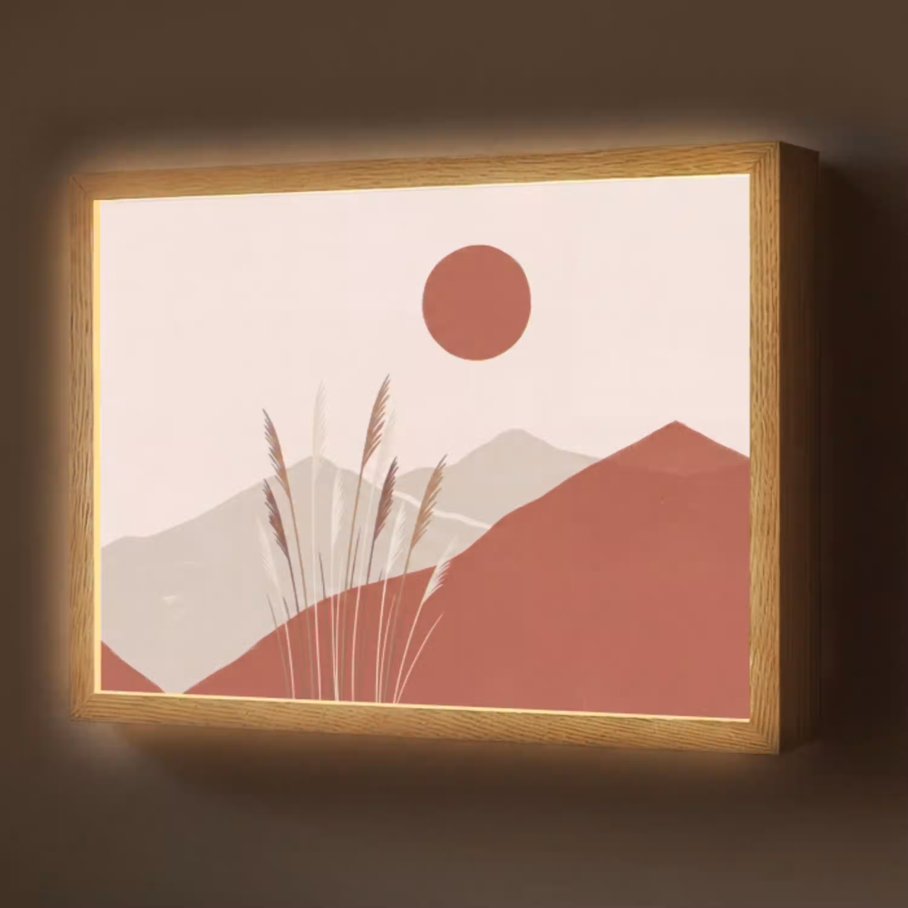 Gras - Landschap - Natuur - Abstract - Beige Light Box met batterij (Wandlamp) middel -z3d_website