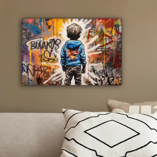 Graffiti - Jongen - Kleuren - Kunst - Street Art canvas 2cm klein -sfeer3