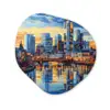 Zonsondergang Frankfurt - Stad - Skyline - Water Wandcirkel Organisch Plexiglas middel -3d