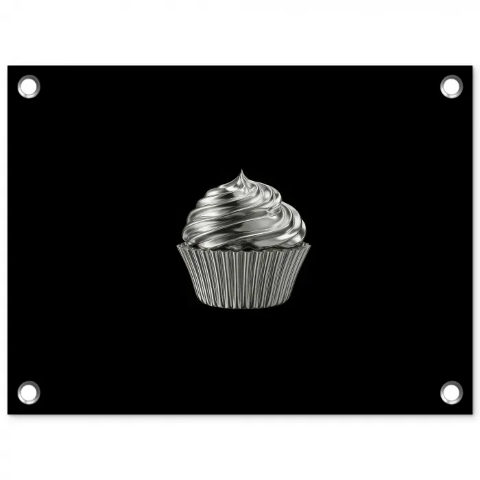 Cupcake - Luxueus - Zilver tuinposter los doek klein -3d