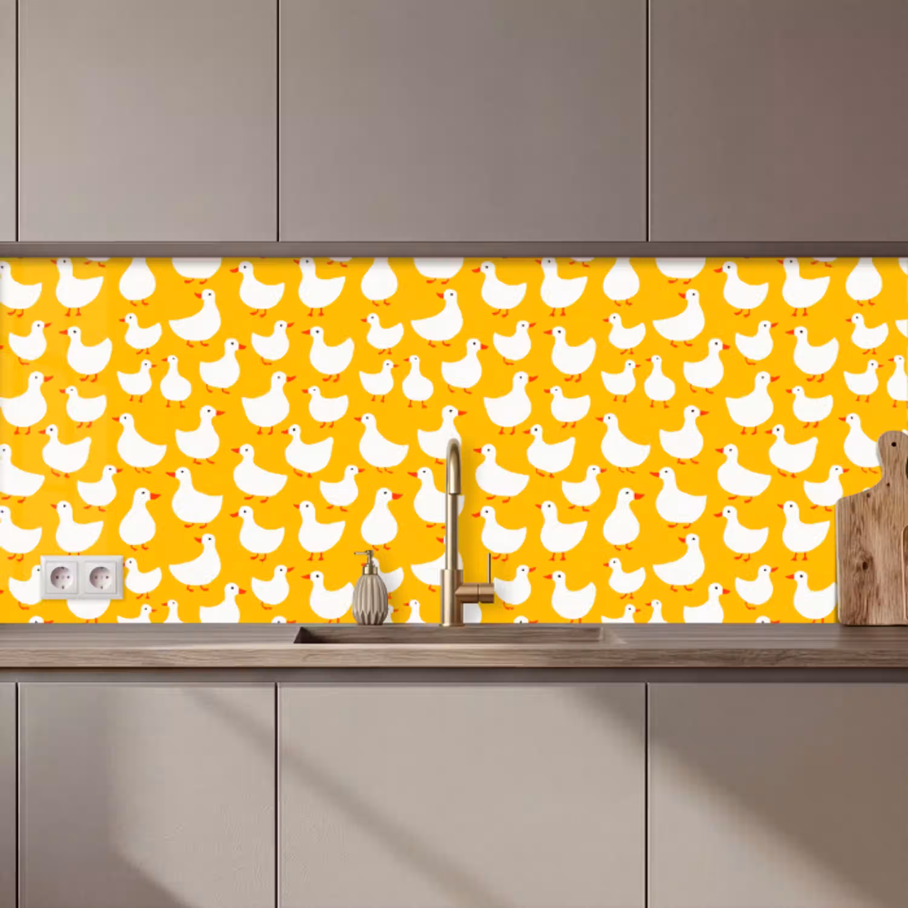 Eendjes - Patroon - Geel keuken achterwand 2 middel 871 zz_3dshopping