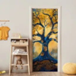 Boom - Levensboom - Blauw - Goud deurposter klein -sfeer4