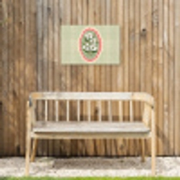 Bloemen - Illustratie - Geruit - Groen Tuinposter op houten frame 2 cm dik klein -sfeer4