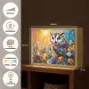 Uil - Bloemen - Kunst - Zonsondergang Light Box met batterij (Wandlamp) middel -USP_websiteoverzichtNL