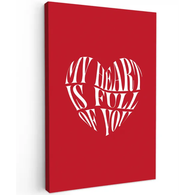 Rood - Hart- Tekst - Valentijn Tuinposter op houten frame 2 cm dik klein -3d