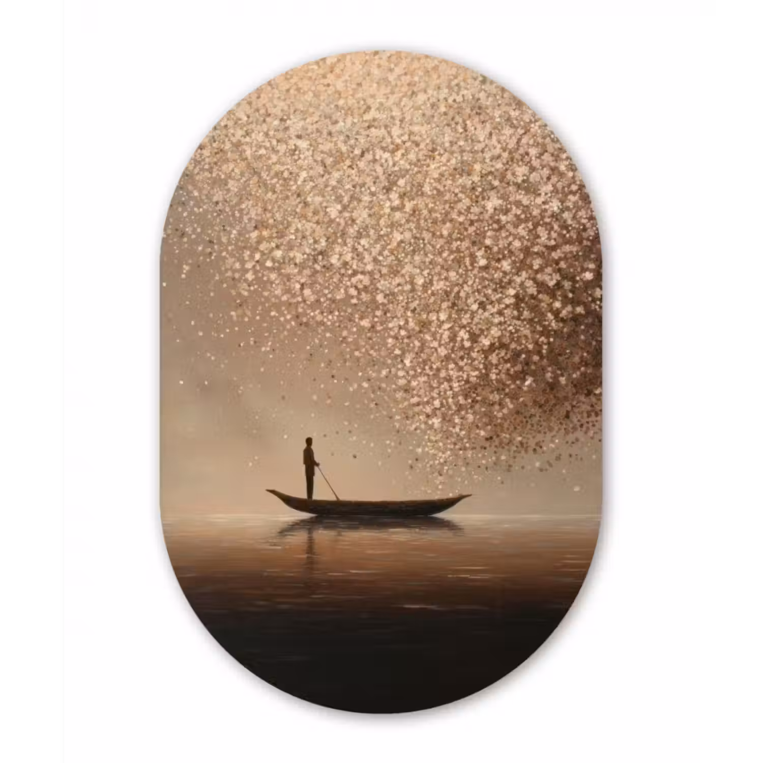 Forexbild Oval - Boot - Blätter - Gold - Wasser