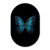 Vlinder - Blauw - Contrast Wandcirkel Ovaal Forex klein -3d