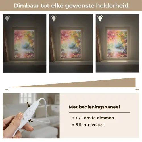 Landschap - Olieverf - Kleurrijk - Natuur Light Box met kabel (Tafellamp) klein -USP_dimbaarNL