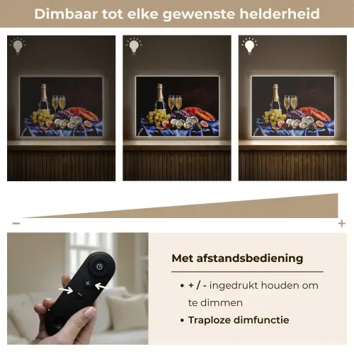 Champagne - Luxe - Oesters Light Box met batterij (Wandlamp) middel -USP_dimbaarNL