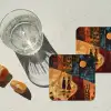 Silhouetten - Abstract - Zon - Maan onderzetter kurk middel -sfeer4