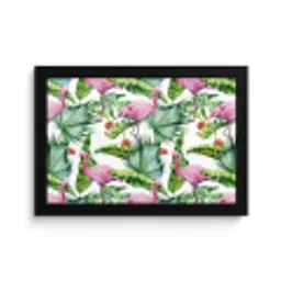 Bladeren - Flamingo - Bloemen - Jungle fotolijst zwart zonder passe partout klein -3d
