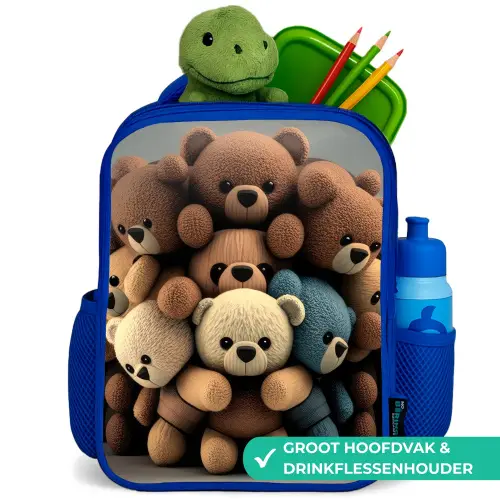 Knuffelberen Kinderrugzak - Blauw middel -inhoud_NL