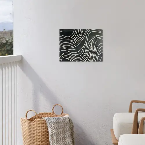 Lijnen - Patroon - Abstract - Wit tuinposter los doek klein -sfeer8