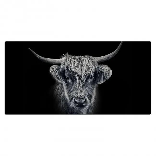 Schotse hooglander - Zwart - Koe - Dieren Muismat XXL klein -3d_leeg