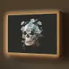 Schedel - Blauw - Bloemen - Bladeren Light Box met batterij (Wandlamp) middel -z3d_website