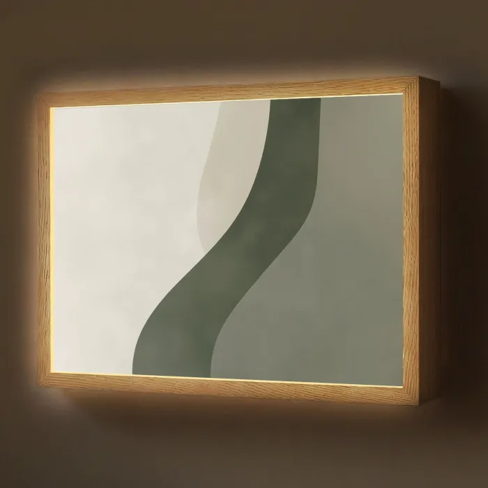 Japandi - Groen - Abstract - Modern Light Box met batterij (Wandlamp) middel -z3d_website