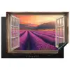 Doorkijk - Lavendel - Landschap - Bloemen - Paars Inductie beschermer vinyl 3mm klein -3d